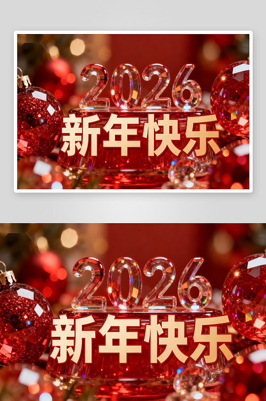 2026新年快乐红色装饰-众图网