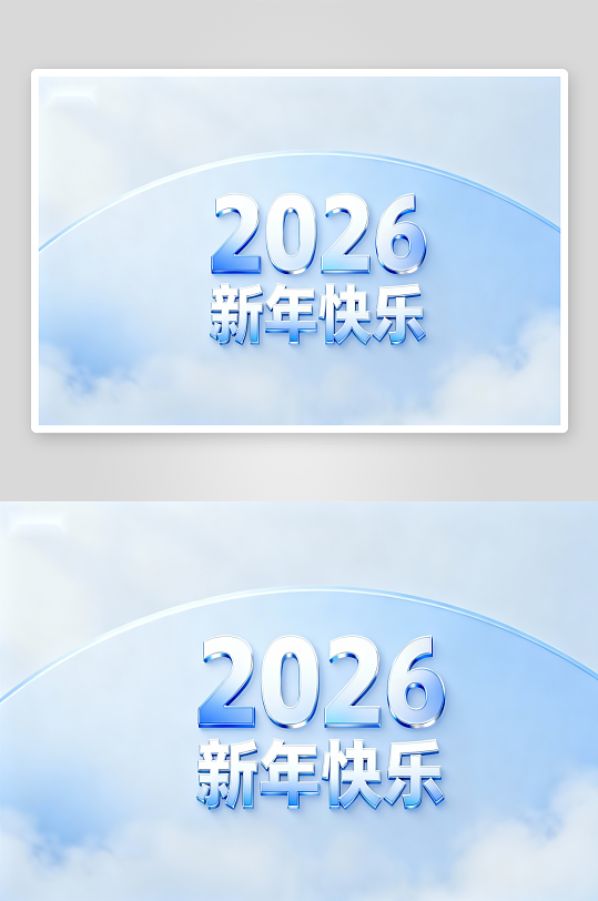 2026新年快乐蓝色主题设计-众图网