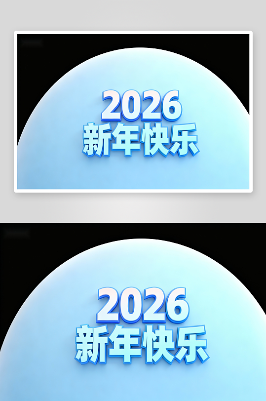 2026新年快乐蓝色球体设计-众图网