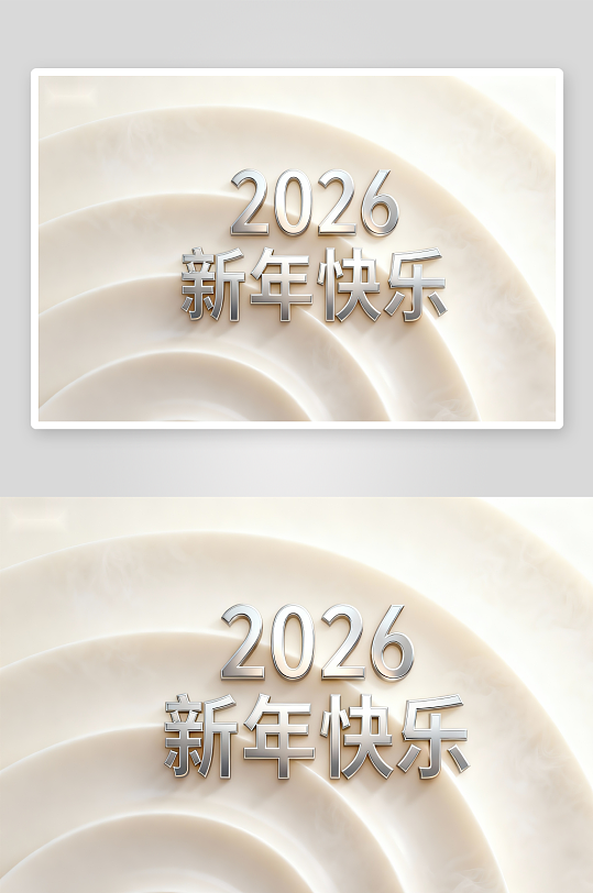 2026新年快乐金属文字设计-众图网
