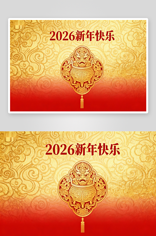 2026新年快乐金色挂饰-众图网