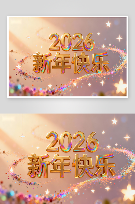 2026新年快乐金色艺术字-众图网