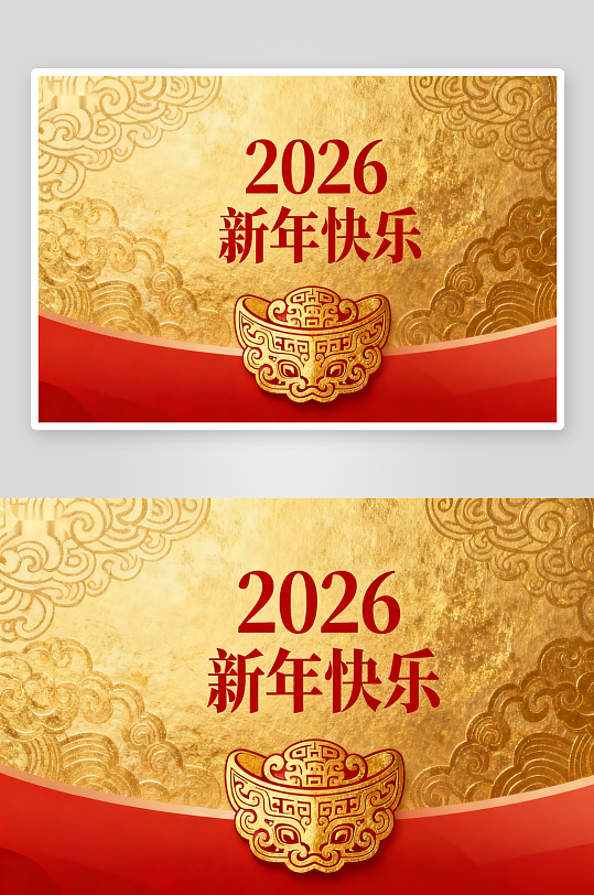2026新年快乐金色贺图-众图网