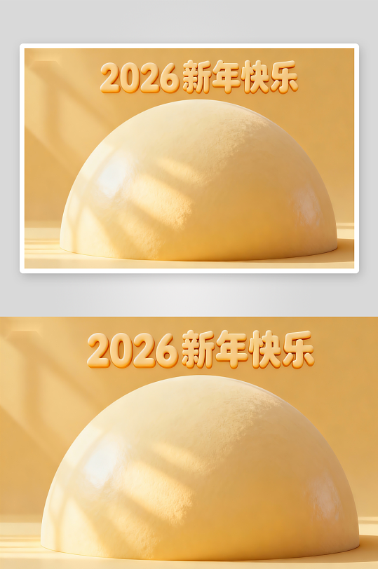 2026新年快乐黄色球体背景-众图网