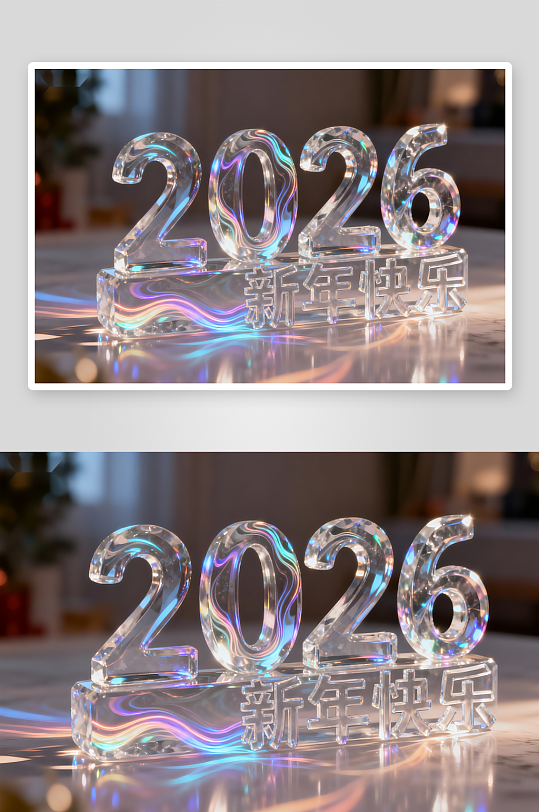 2026新年水晶摆件特写-众图网
