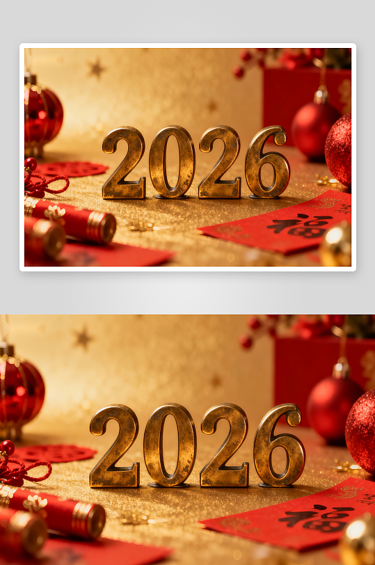 2026新年装饰金色数字-众图网