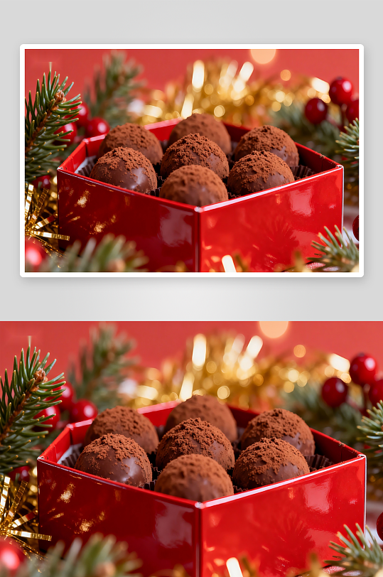 红色礼盒装巧克力球-众图网
