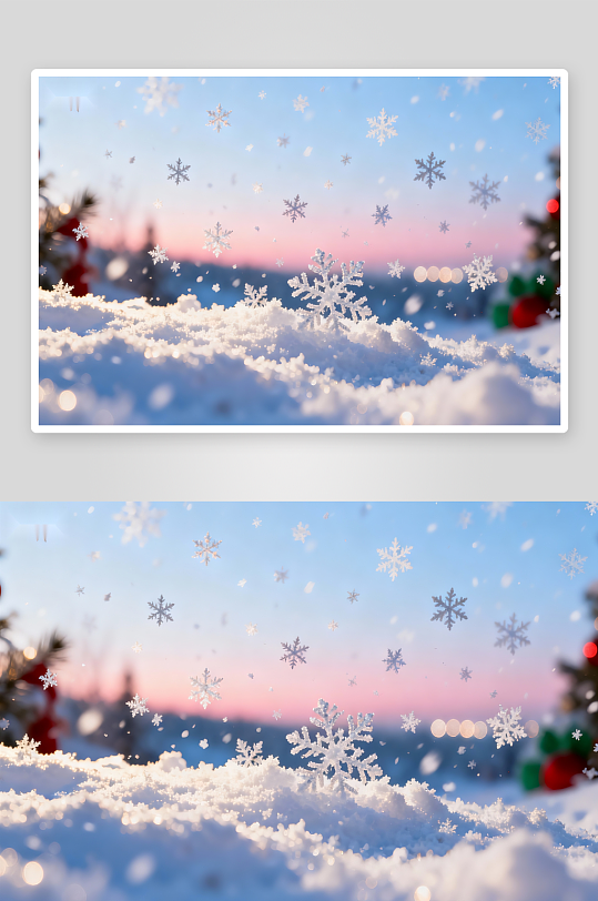 雪景圣诞树光影梦幻-众图网