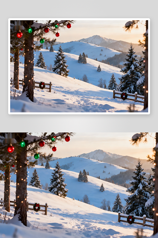 雪景圣诞装饰山林-众图网