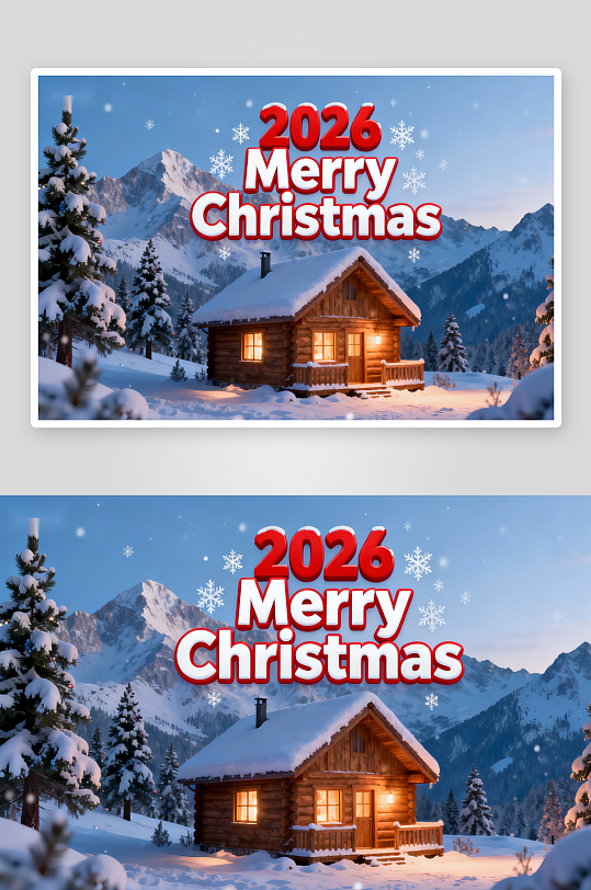 雪景木屋圣诞夜背景照片-众图网