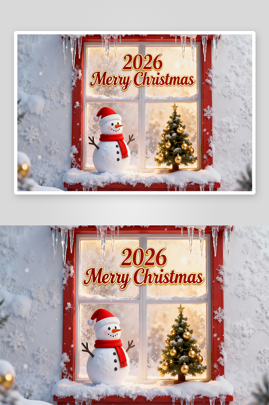 雪窗圣诞夜温馨场景-众图网