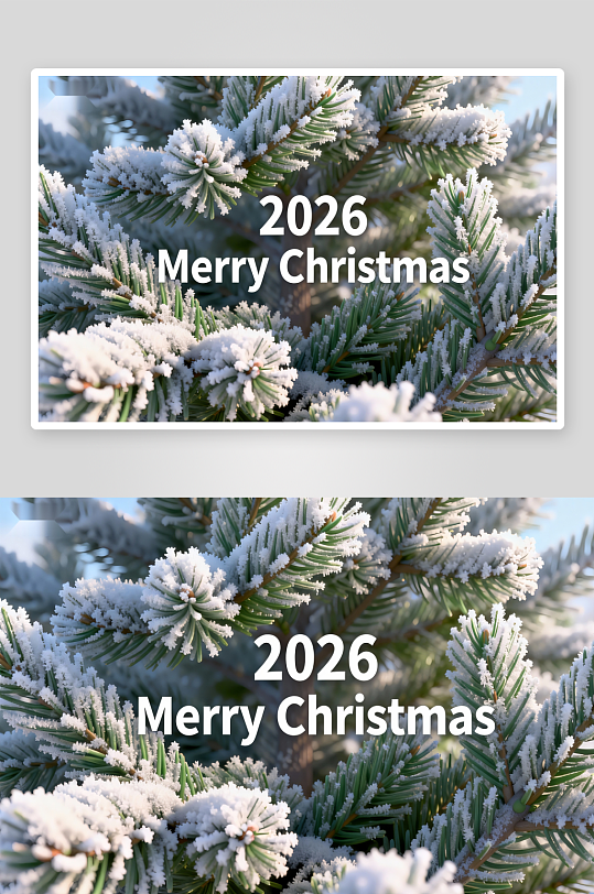 雪覆松枝迎圣诞背景照片-众图网