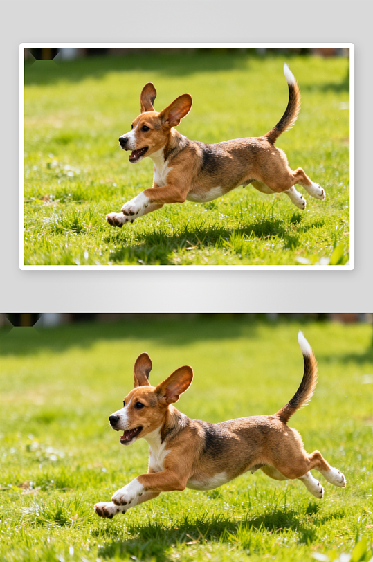 小狗奔跑草地上背景照片-众图网