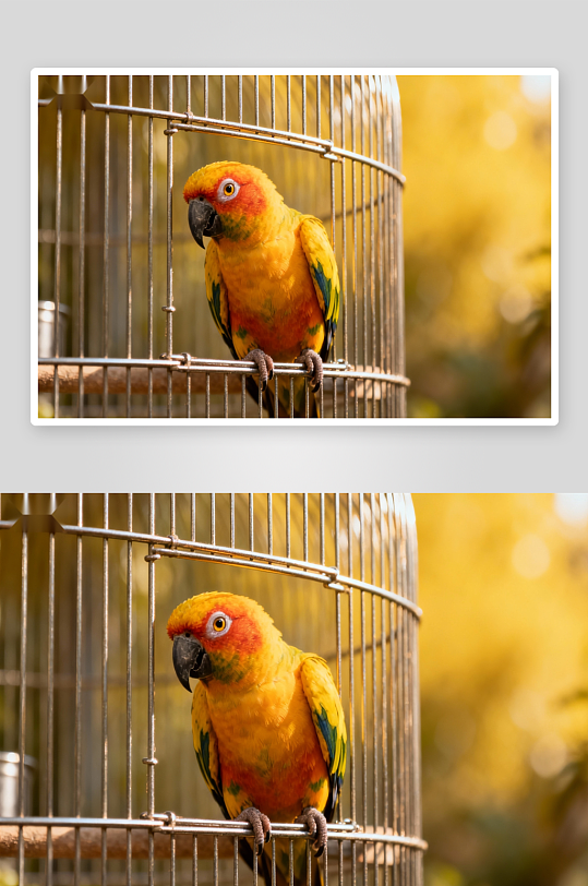 笼中色彩斑斓的鹦鹉特写-众图网
