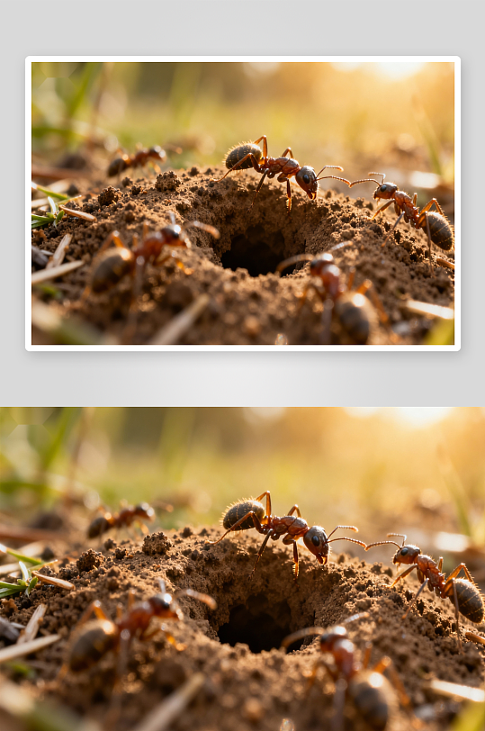蚂蚁筑巢忙碌场景-众图网