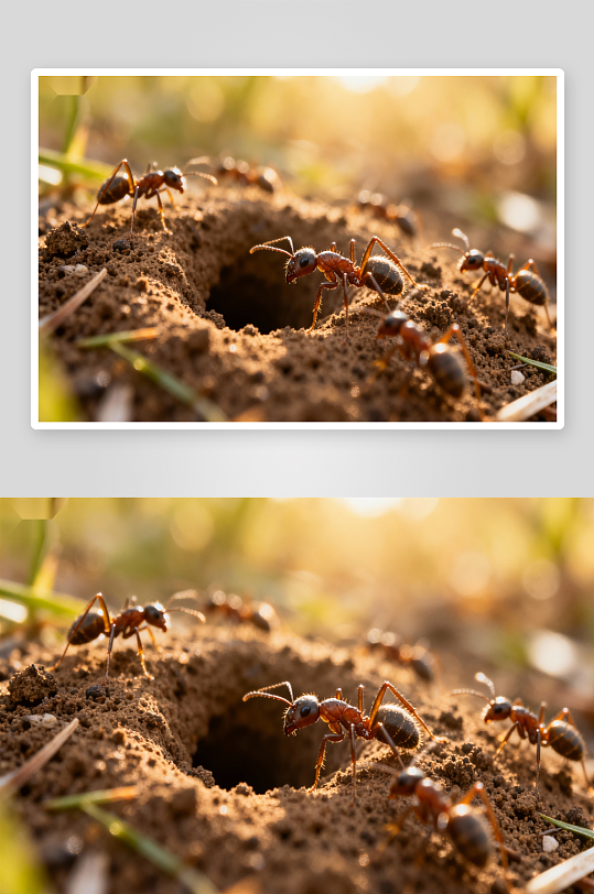 蚂蚁群在洞口活动-众图网