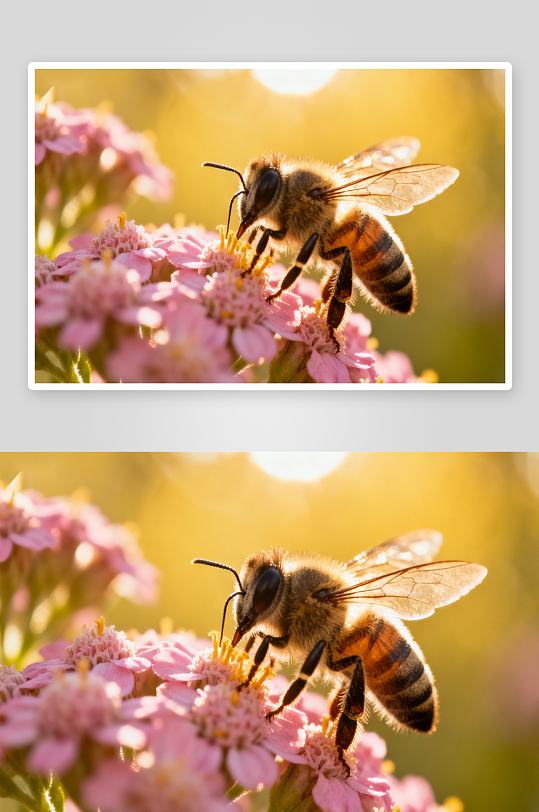 蜜蜂采蜜花丛特写-众图网