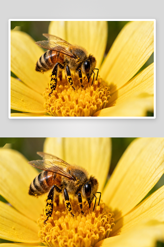 蜜蜂采蜜花蕊特写-众图网