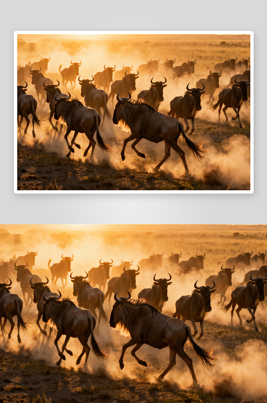 非洲草原角马群奔跑迁徙-众图网