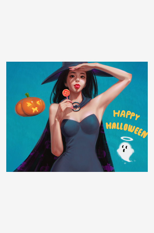万圣节主题女巫插画-众图网