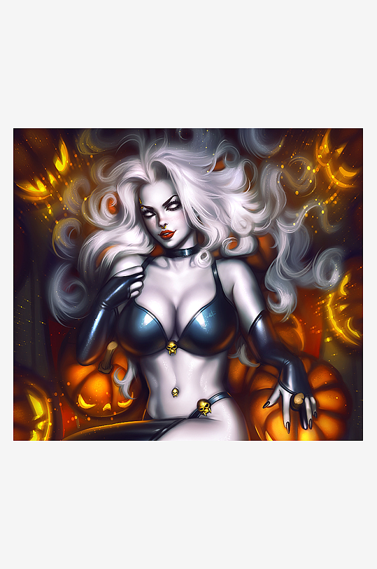 万圣节主题女性艺术插画-众图网