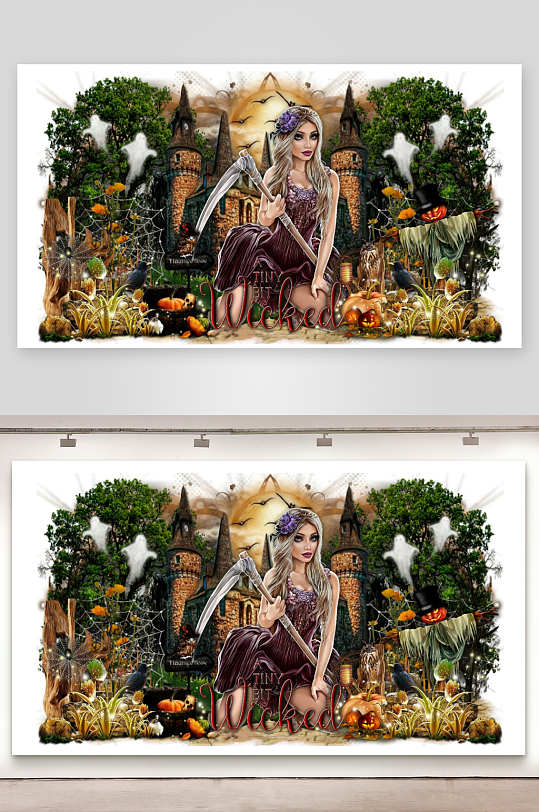 万圣节主题插画城堡幽灵-众图网