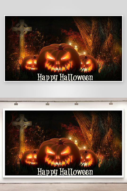 万圣节南瓜灯夜景-众图网