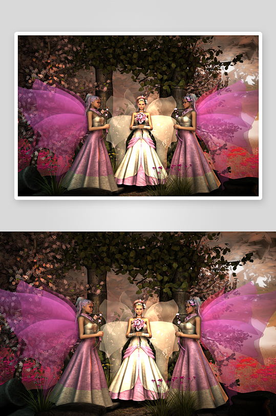 三位花仙子林间共舞-众图网