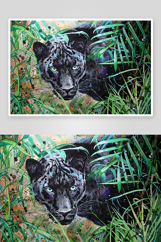 丛林黑豹凝视画作-众图网