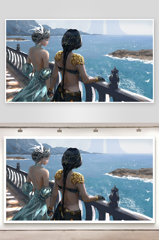 两位女子眺望海景-众图网