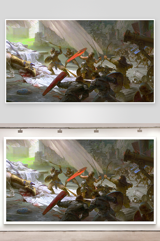 中世纪战场骑士激烈交战-众图网