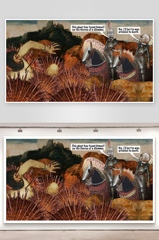 中世纪骑士与荆棘巨人对峙场景-众图网
