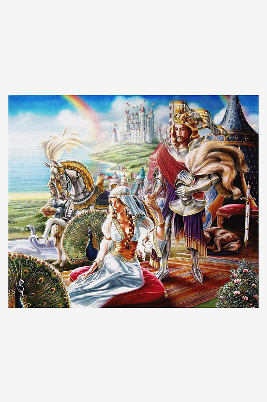 中世纪骑士与贵妇宫廷场景-众图网