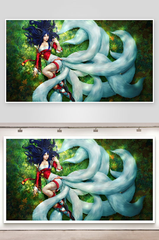 九尾狐少女林间休憩-众图网