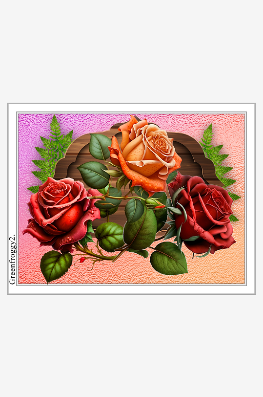 三朵玫瑰花的艺术插画-众图网