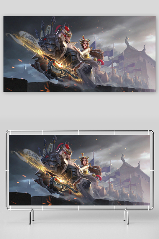 古代战士与女子骑兽作战场景-众图网