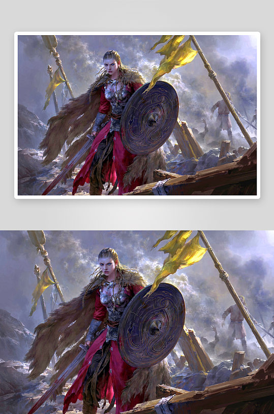 古代战士持盾执剑战场英姿-众图网