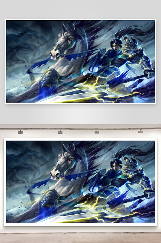 古代武士骑马挥戟战斗场景-众图网