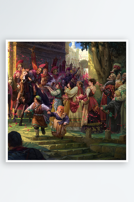 古代街道欢庆场景人物众多-众图网