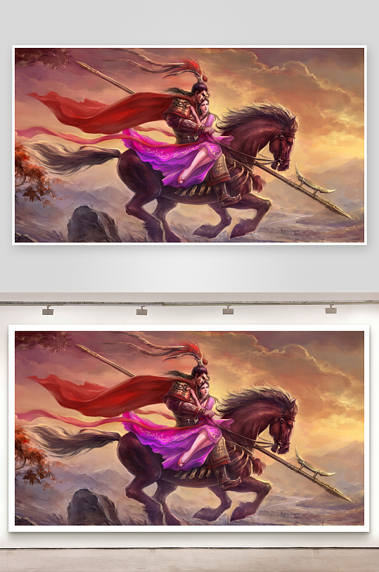 古代骑士骑马携美疾驰-众图网
