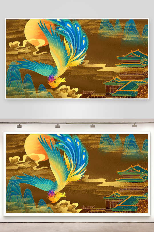 古典凤凰飞天图照片摄影-众图网