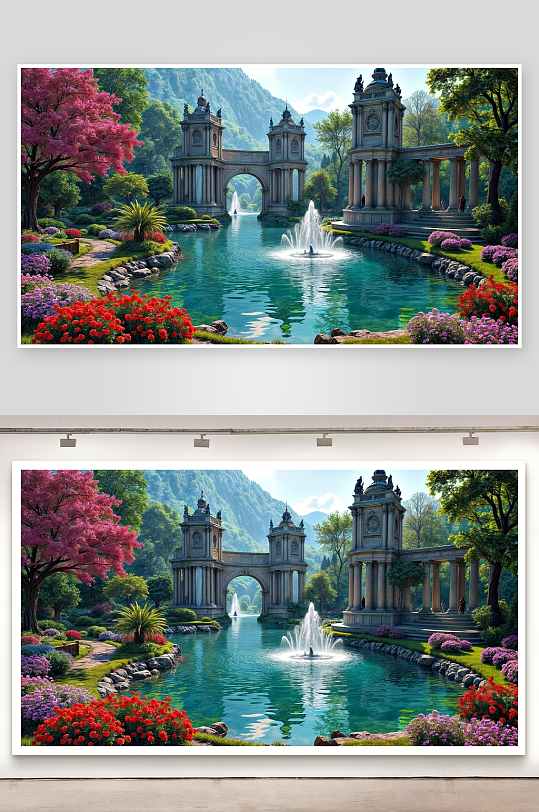 古典园林喷泉景观-众图网