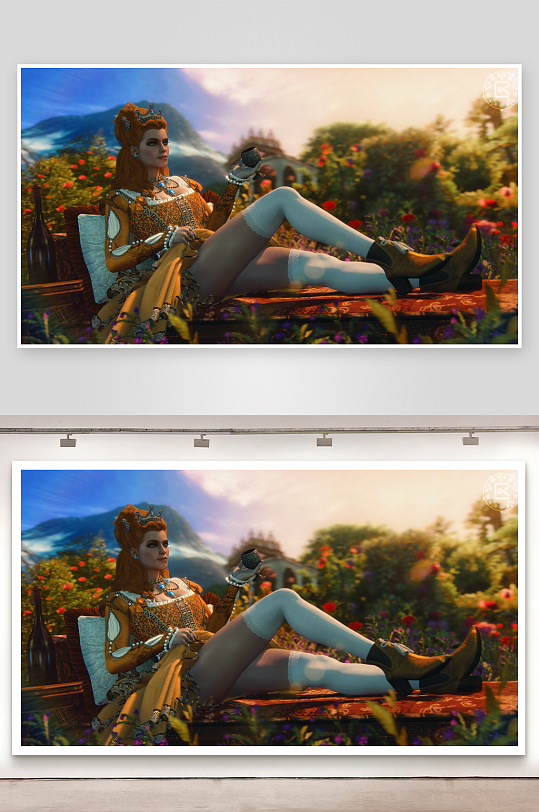 古典美人花园休憩-众图网