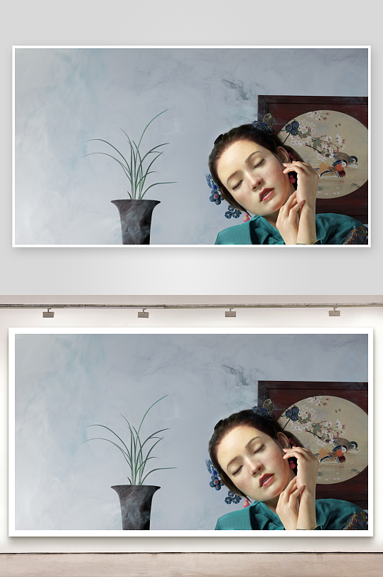 古典美人静谧安睡图-众图网