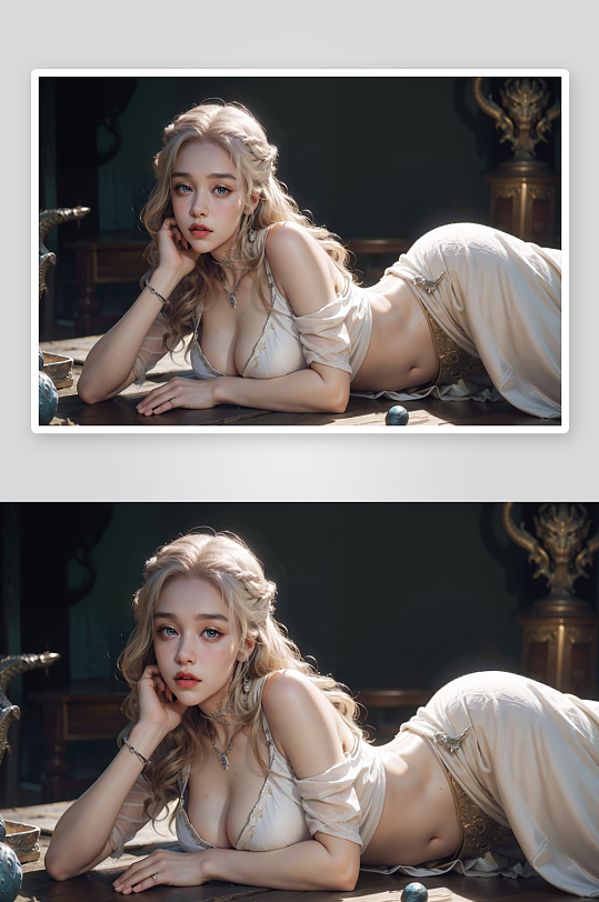 古典风格女性优雅卧姿写真-众图网