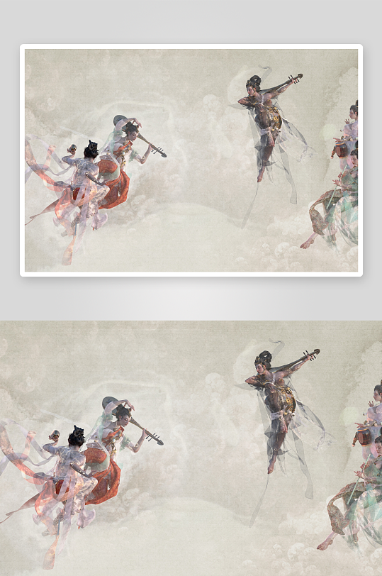 古典飞天舞者云端起舞-众图网