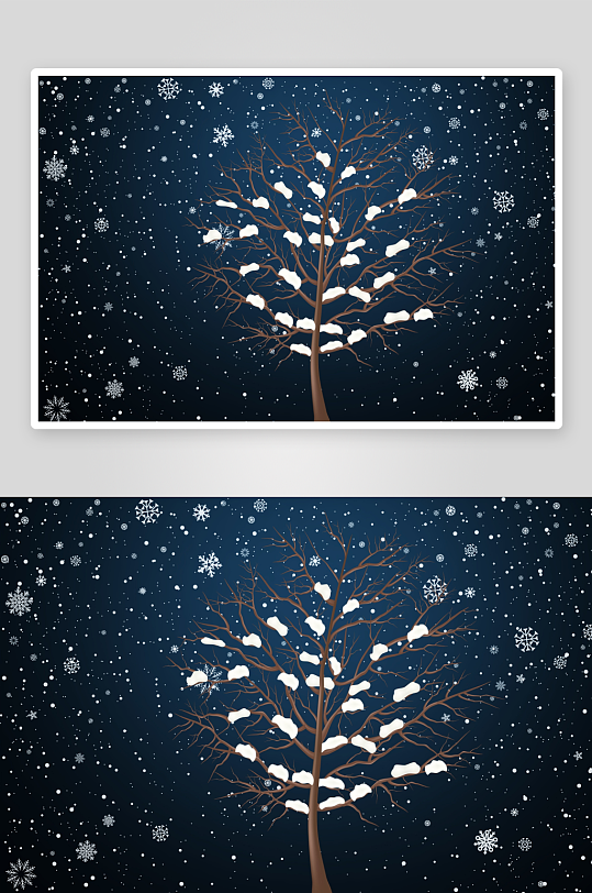 冬夜雪树静谧景象-众图网