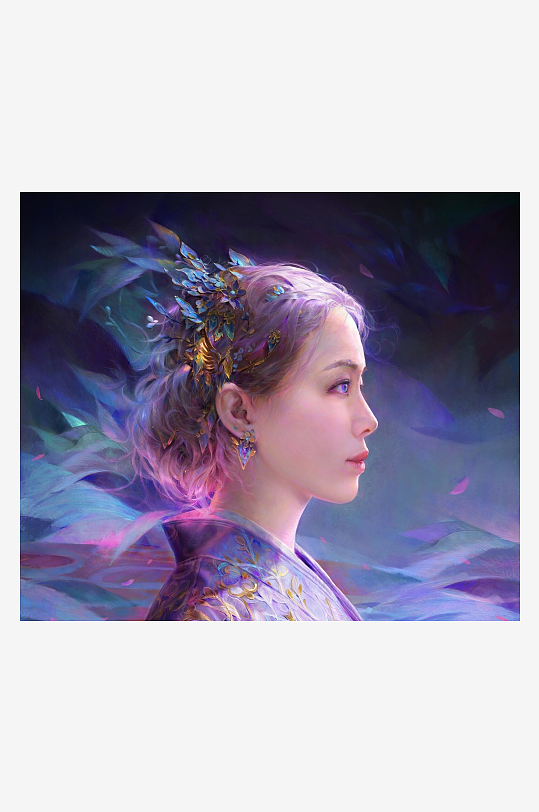 古风仕女侧颜画像-众图网