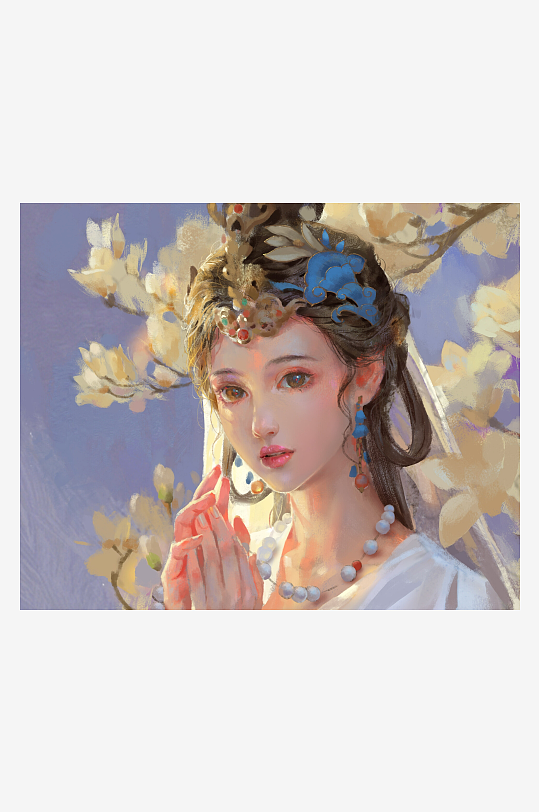 古风仕女图花饰典雅-众图网