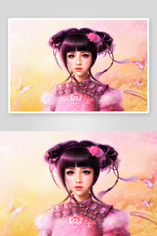 古风仕女图蝴蝶环绕-众图网